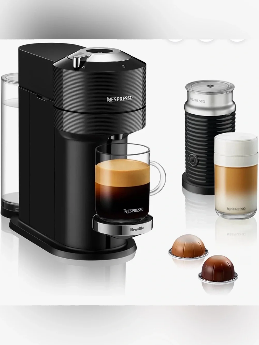 Nespresso Vertuo Next Limited Edition Glossy Black w/ Aeroccino 3 Frother